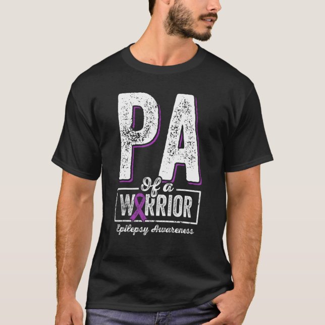 Pa of a Warrior Epilepsy Pa Purple Ribbon Support T-Shirt (Front)