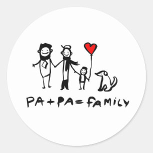 Pa + Pa = Family Classic Round Sticker