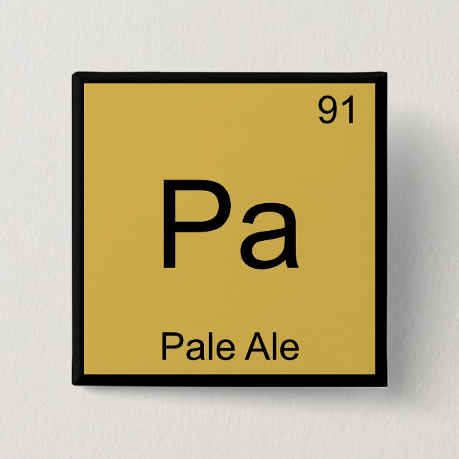 Pa - Pale Ale Chemistry Element Symbol Beer Tee 2 Inch Square Button (Front)