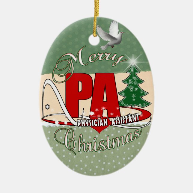 PA PHYSICIAN  ASSISTANT MERRY CHRISTMAS CERAMIC ORNAMENT (Front)