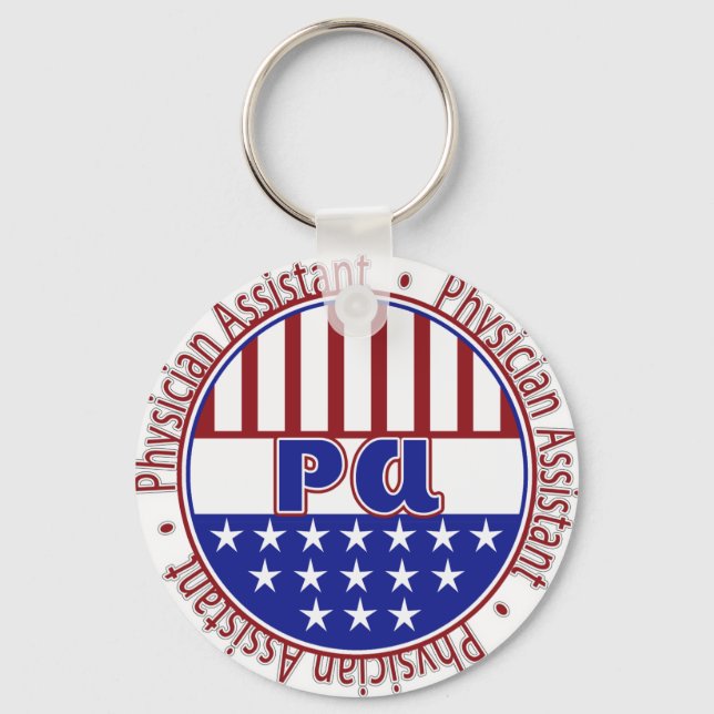 PA  Physician Assistant PATRIOTIC BADGE Keychain (Front)