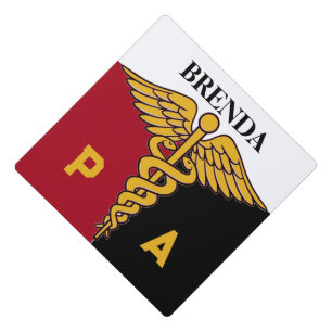 PA School Red/White/Black Graduation Cap