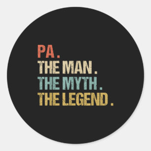 Pa The Man Myth Legend Shirt Funny Father Dad Chri Classic Round Sticker