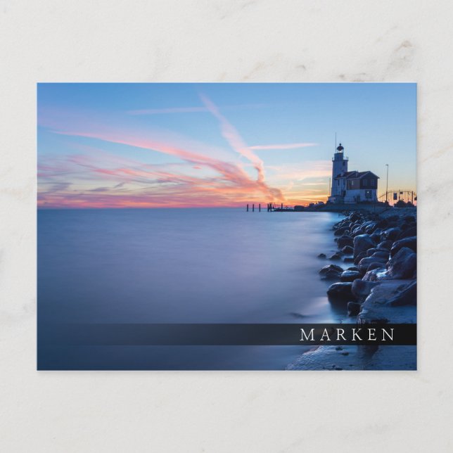 Paard van Marken lighthouse in a blue sunrise Postcard (Front)