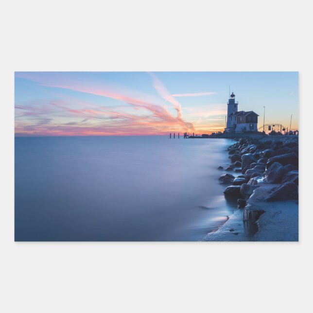 Paard van Marken lighthouse in a blue sunrise Sticker (Front)