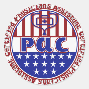 PAC  Certified Physician Assistant PATRIOTIC FLAG Classic Round Sticker