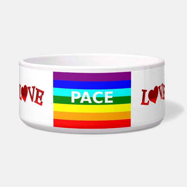 Pace(Peace) and Love Pet Bowl (Front)