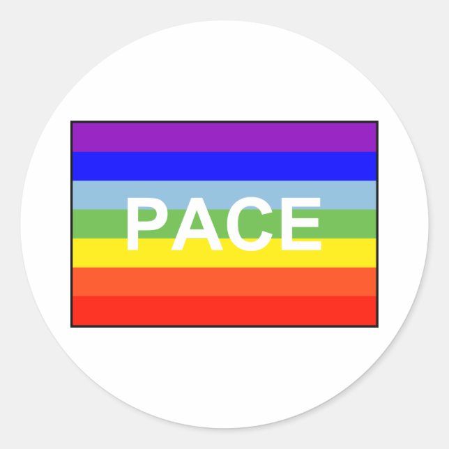 PACE Peace Flag Rainbow Classic Round Sticker (Front)