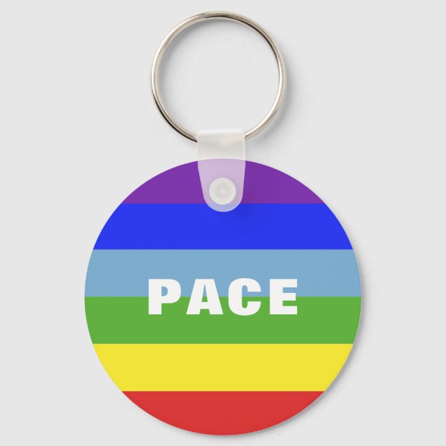 Pace Peace Rainbow Colour Regenbogen stripes Keychain (Front)