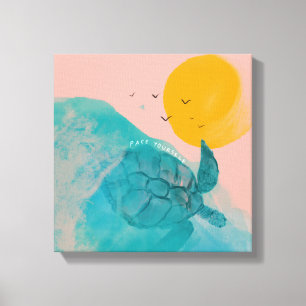 Pace Yourself Sea Turtle Inspirational Beach House Canvas Print