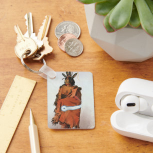 Pachtuwa-Chta, Arikara Warrior Portrait by Bodmer Keychain