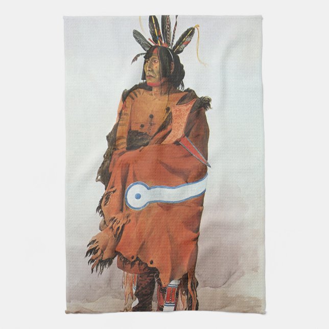 Pachtuwa-Chta, Arikara Warrior Portrait by Bodmer Kitchen Towel (Vertical)
