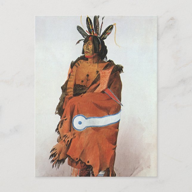 Pachtuwa-Chta, Arikara Warrior Portrait by Bodmer Postcard (Front)