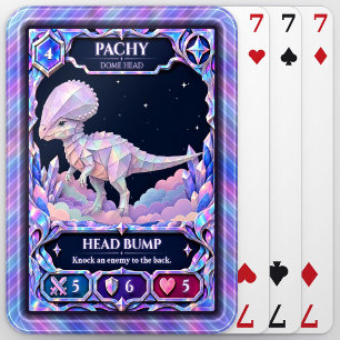 Pachycephalosaurus Dinosaur, Rainbow Foil Art Playing Cards