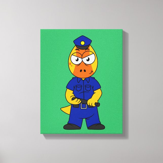Pachycephalosaurus Police Officer. Canvas Print (Front)