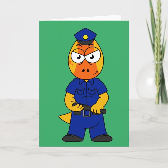 Pachycephalosaurus Police Officer. Card (Front)