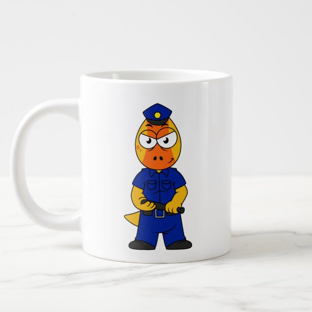 Pachycephalosaurus Police Officer. Large Coffee Mug (Left)