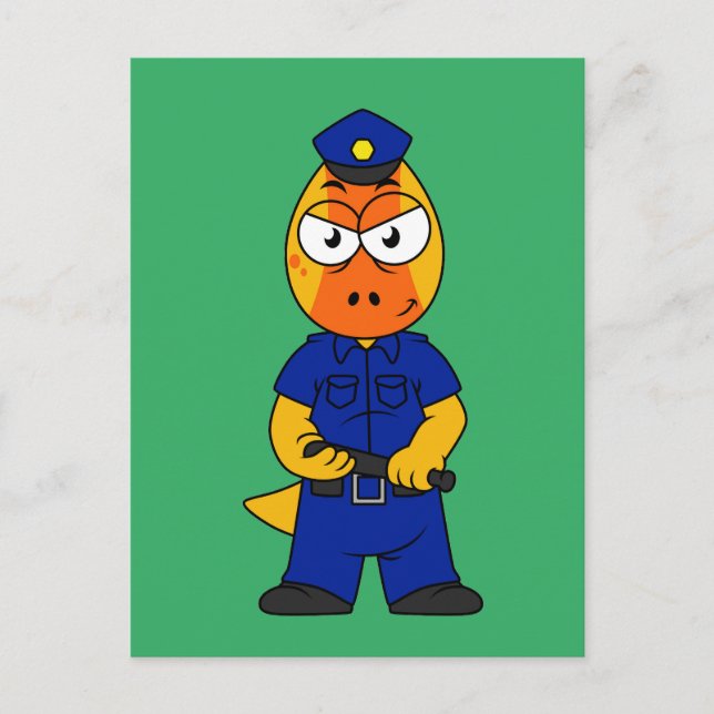 Pachycephalosaurus Police Officer. Postcard (Front)