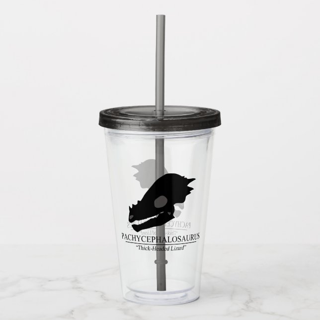 Pachycephalosaurus Skull Acrylic Tumbler (Front)