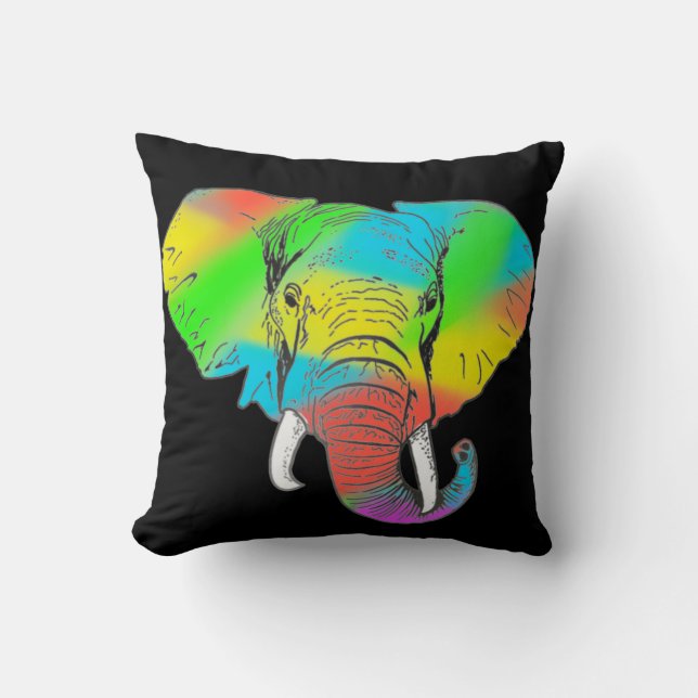 Pachyderme coloré Oreiller réversible (Recto)