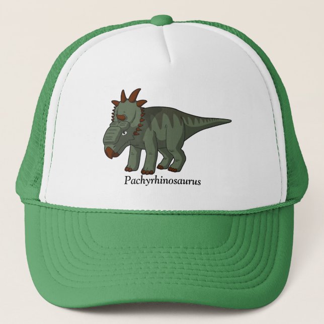 Pachyrhinosaurus Dinosaur Printed Trucker Hat (Front)