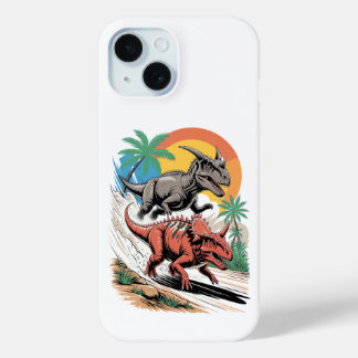 Pachyrhinosaurus passing a Carnotaurus iPhone 15 Case