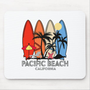 Pacific Beach California Retro Surfboard Vintage Mouse Pad