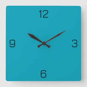 Pacific Blue 00A1B9 Colour - Option to Add Name Square Wall Clock