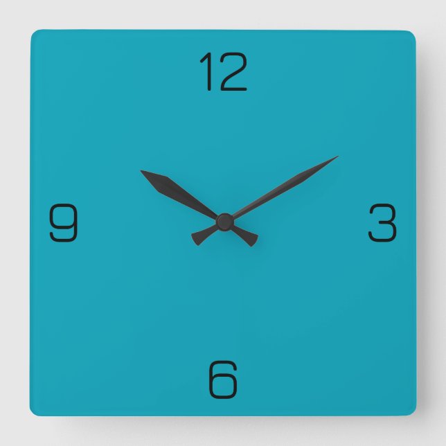 Pacific Blue 00A1B9 Colour - Option to Add Name Square Wall Clock (Front)