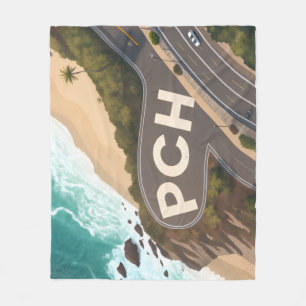 Pacific Coast Highway Aerial Travel Art Fleece Blanket