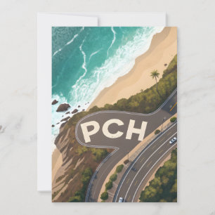 Pacific Coast Highway Aerial Travel Art Holiday Card
