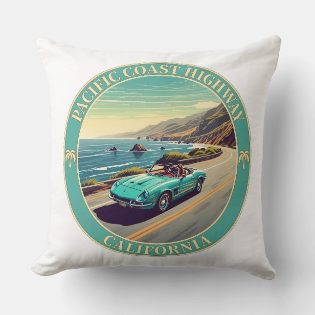 Pacific Coast Highway California Throw Pillow (Front)