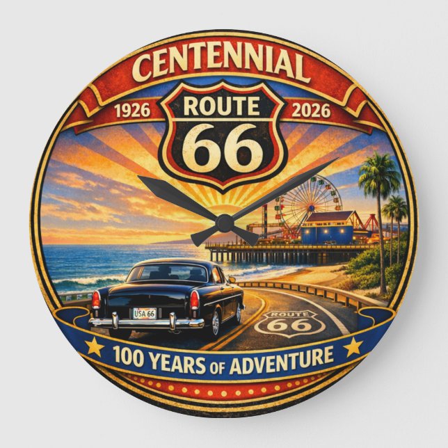 Pacific Coast Highway Centennial Sunset Large Clock (Front)