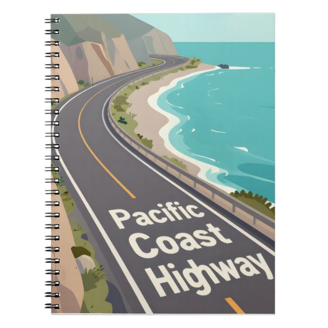Pacific Coast Highway Graphic Travel Art Notebook (Front)