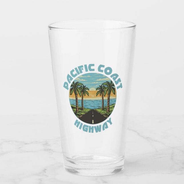 Pacific Coast Highway Palm Trees Glass (Front)