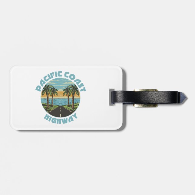 Pacific Coast Highway Palm Trees Luggage Tag (Back Horizontal)