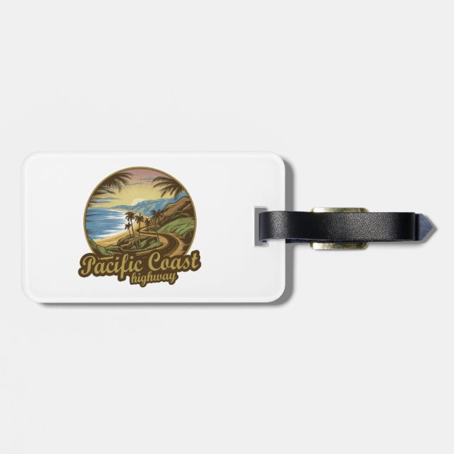 Pacific Coast Highway Retro Luggage Tag (Back Horizontal)