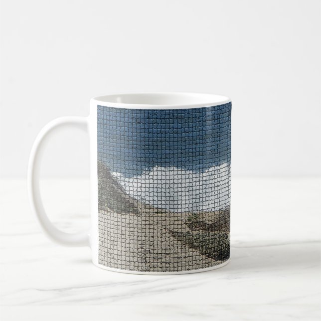 Pacific Coast Landscape Photo Beach Waves Mosaic Coffee Mug (Left)