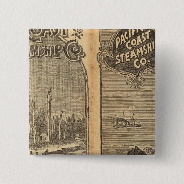 Pacific Coast Steamship Company 2 Inch Square Button (Front)