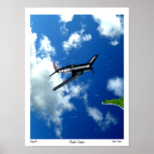 Pacific Corsair over Saipan. Poster