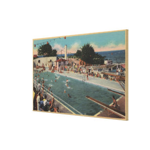 Pacific Grove, CA - Municipal Swimming Pool View Canvas Print