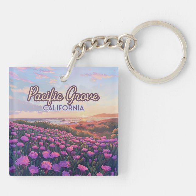 Pacific Grove California Monterey Magic Purple Keychain (Back)