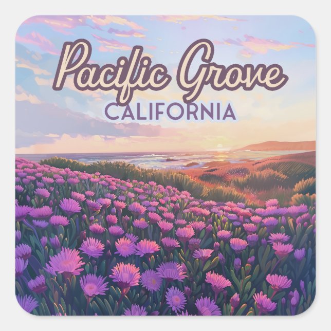 Pacific Grove California Monterey Magic Purple Square Sticker (Front)