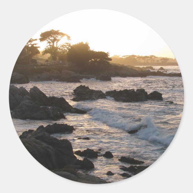 Pacific Grove Sunset Classic Round Sticker (Front)
