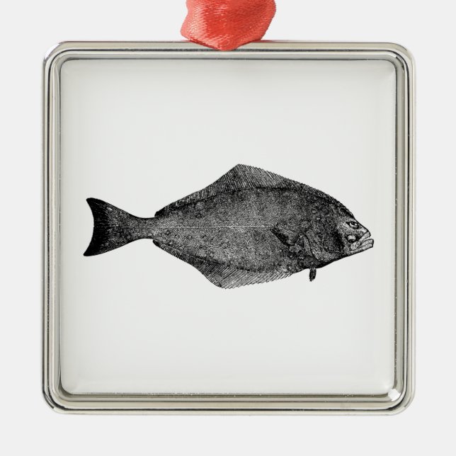 Pacific Halibut Logo Metal Ornament (Front)