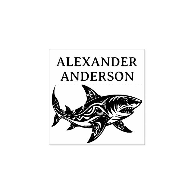 Pacific Island Shark Personalize Rubber Stamp (Imprint)