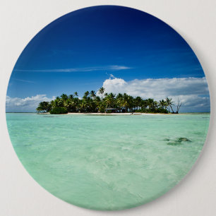 Pacific island with palm trees button
