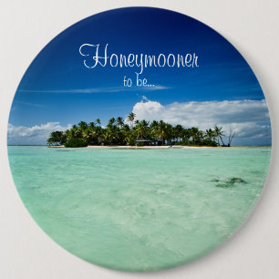 Pacific island with palm trees honeymoon button
