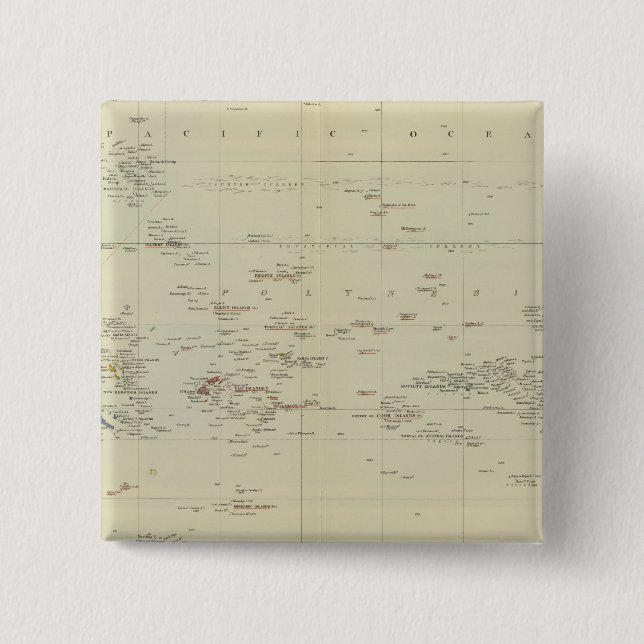 Pacific Islands 2 Inch Square Button (Front)