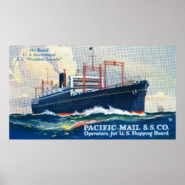 Pacific Mail SS Company on USS President Poster (Front)